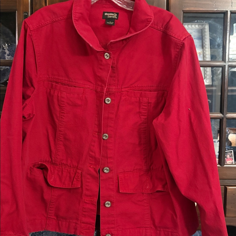 Women's Red denim jacket